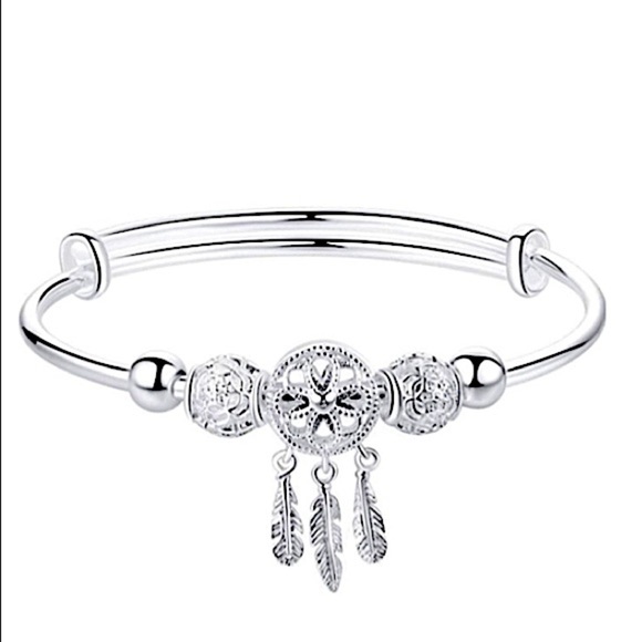 Dreamcatcher Sterling Silver Bangle Bracelet - Picture 2 of 13